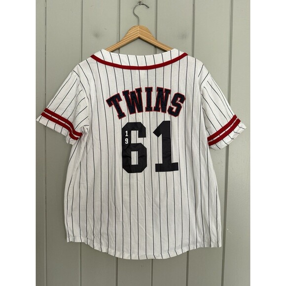 PINK Victoria Secret Minnesota Twins Jersey L Large MLB Stripe Short Sleeves - Picture 5 of 6